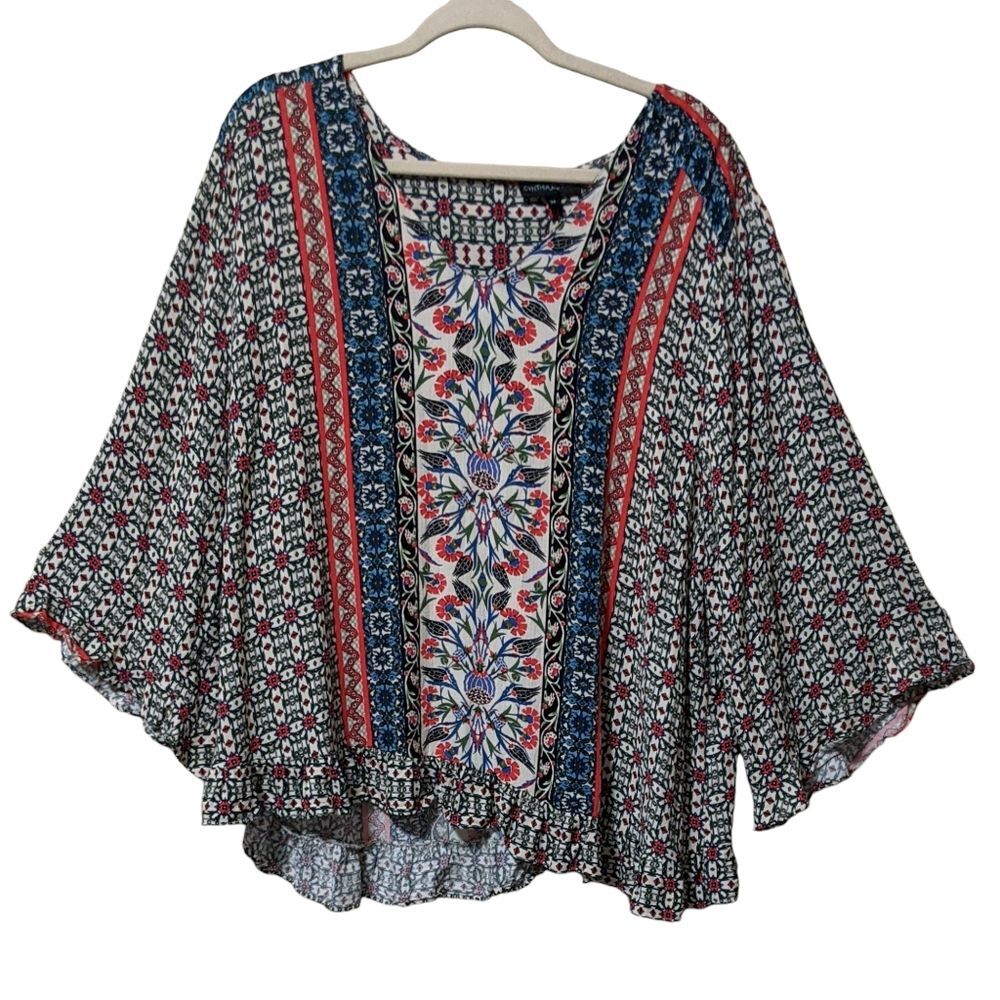 Cynthia Rowley multicolor pullover blouse 3X flutter sleeve boho plus top - Picture 9 of 9